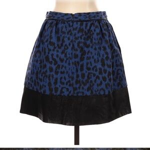 Sea New York - Leather Trim and Blue and Black Animal Print Skirt - size 4